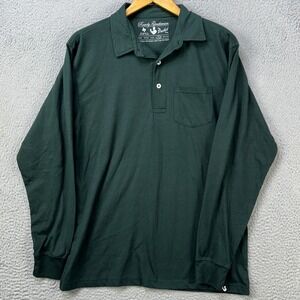 Rowdy Gentleman Shirt Long Sleeve Polo Mens XL Dark Green Rugby Pocket Casual